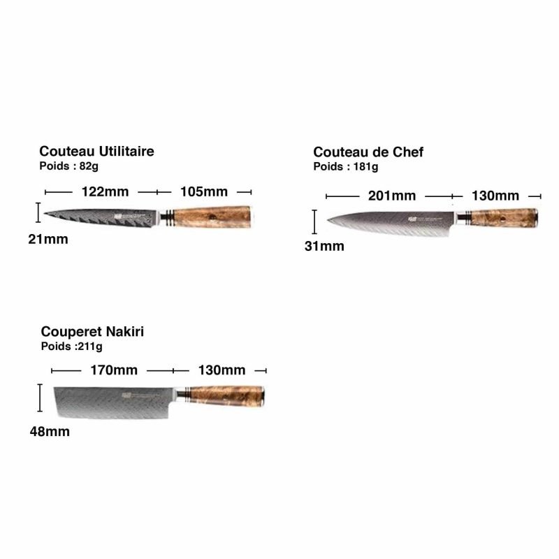 Damastmesser Handgeschmiedet Set